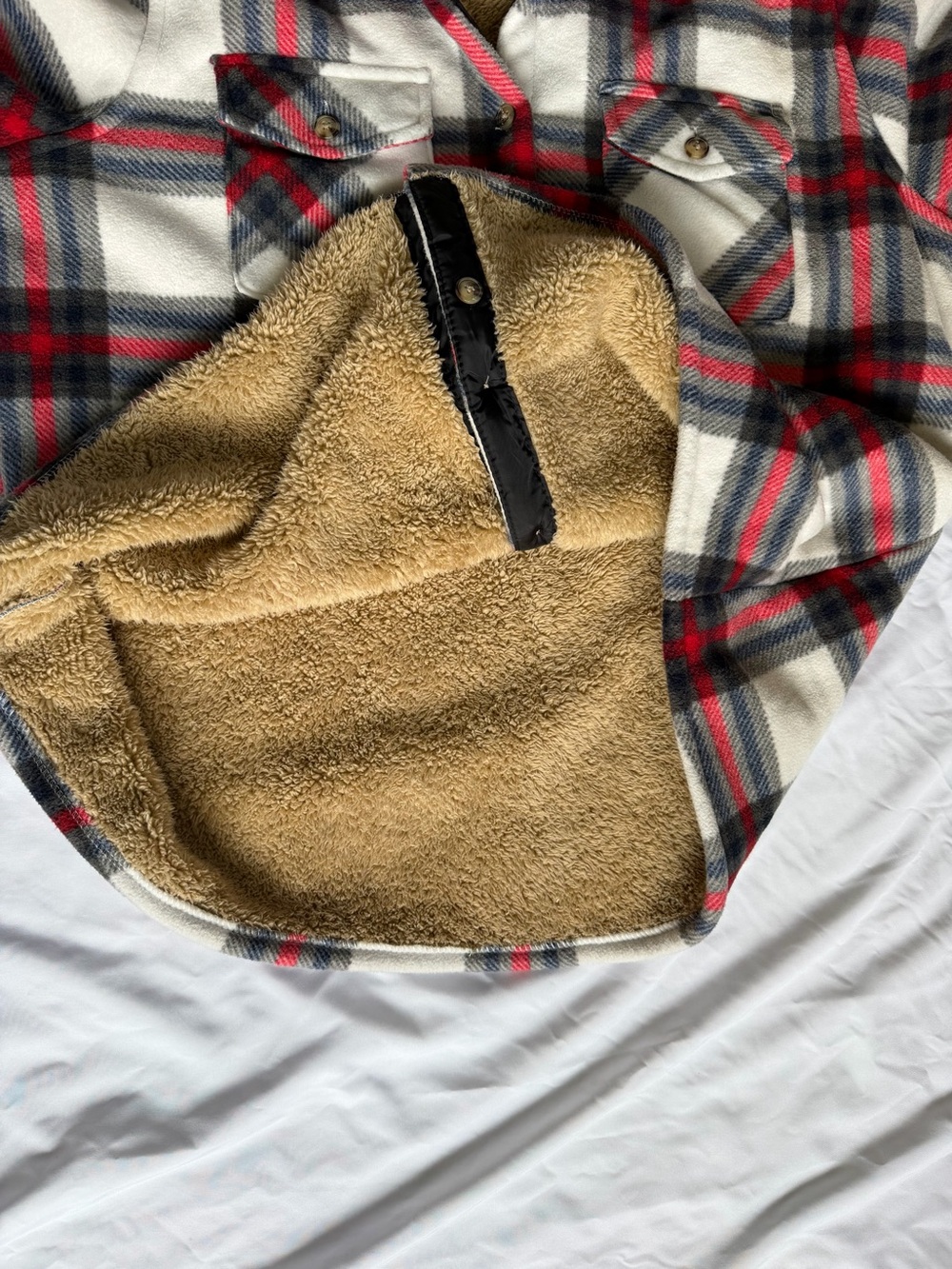 Victory Outfitters Plaid Sherpa Lined Fleece Shacket Jacket Red White Blue XL - Picture 7 of 12